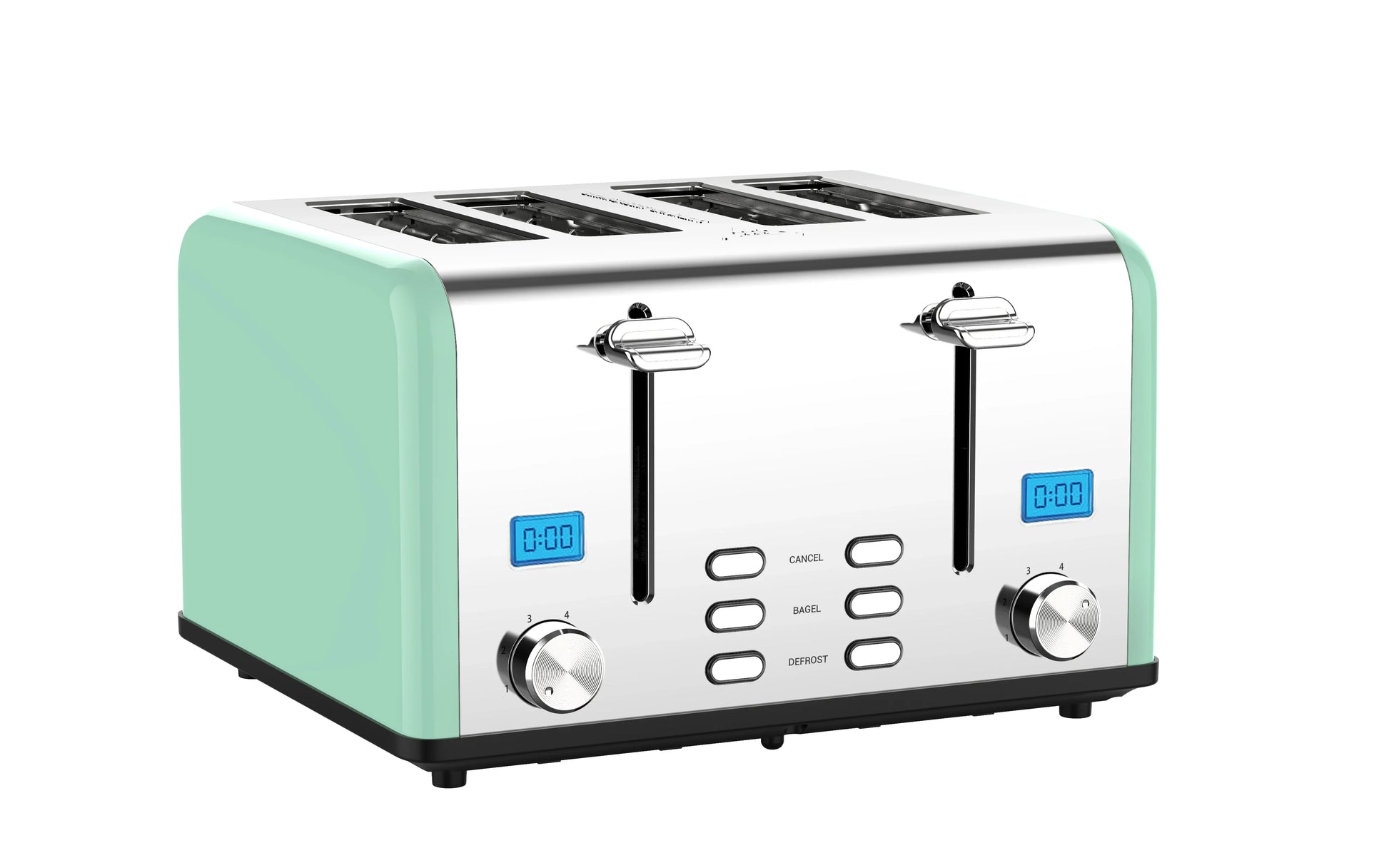 KTX-830099 Smart 4-Slice Retro Stainless Steel Toaster with Custom LCD Display for Perfectly Toasted Bread