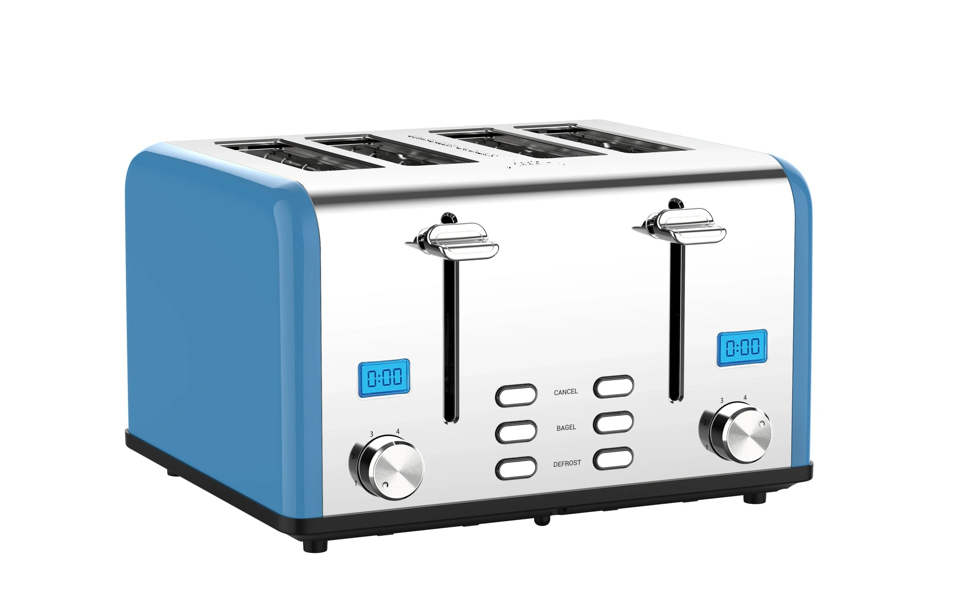 KTX-830099 Smart 4-Slice Retro Stainless Steel Toaster with Custom LCD Display for Perfectly Toasted Bread