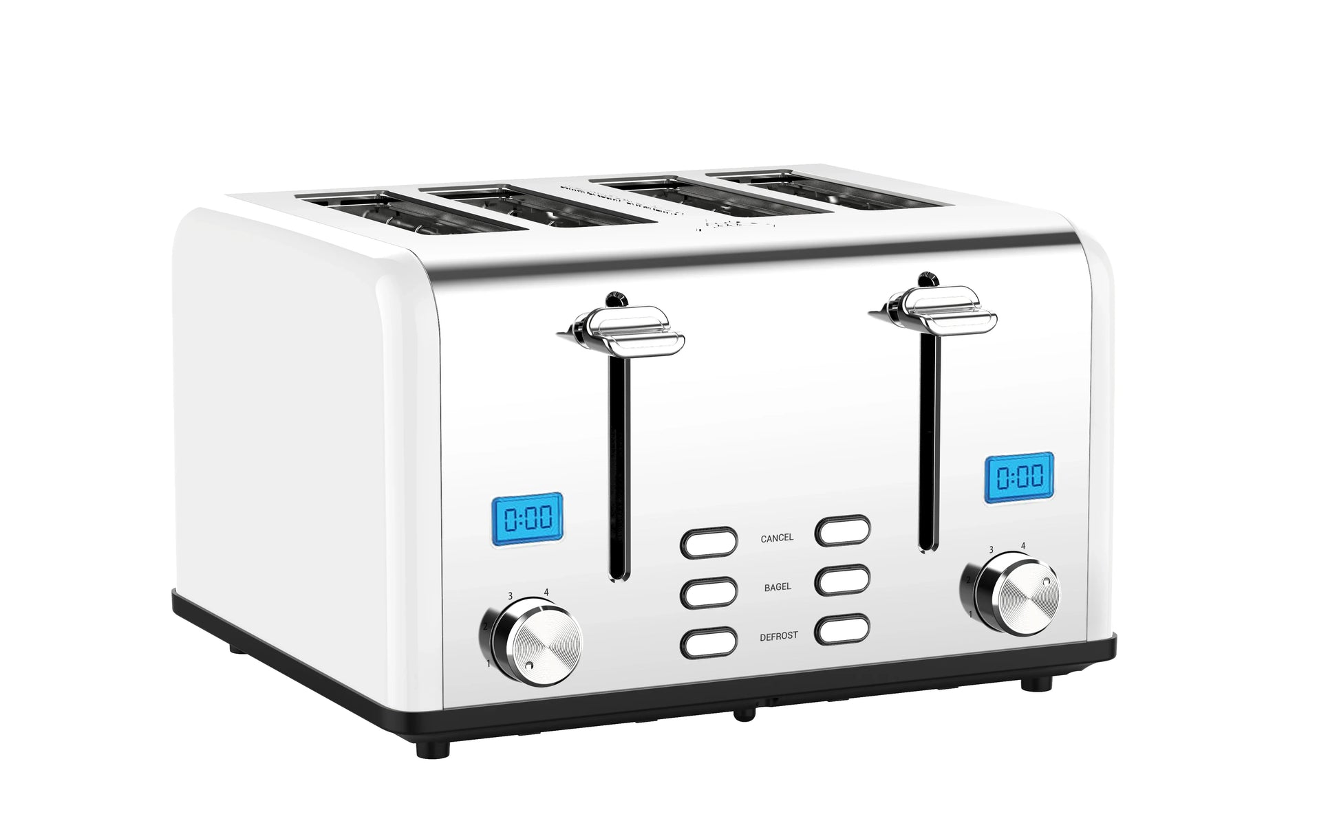 KTX-830099 Smart 4-Slice Retro Stainless Steel Toaster with Custom LCD Display for Perfectly Toasted Bread