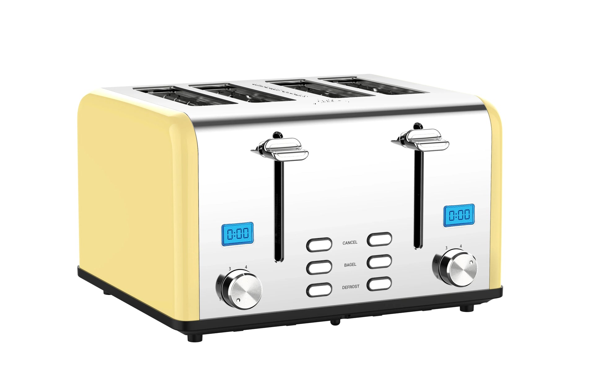 KTX-830099 Smart 4-Slice Retro Stainless Steel Toaster with Custom LCD Display for Perfectly Toasted Bread