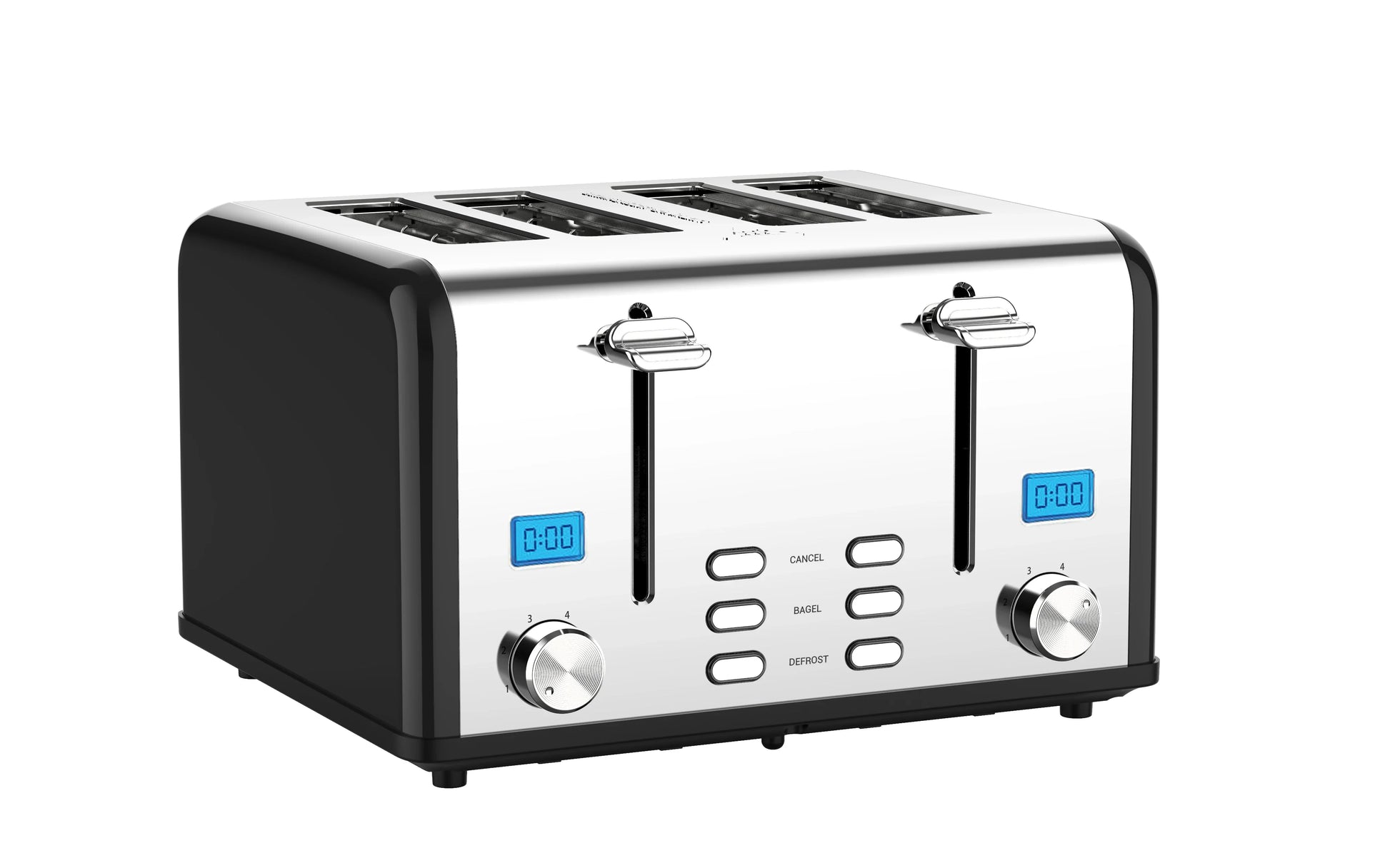 KTX-830099 Smart 4-Slice Retro Stainless Steel Toaster with Custom LCD Display for Perfectly Toasted Bread
