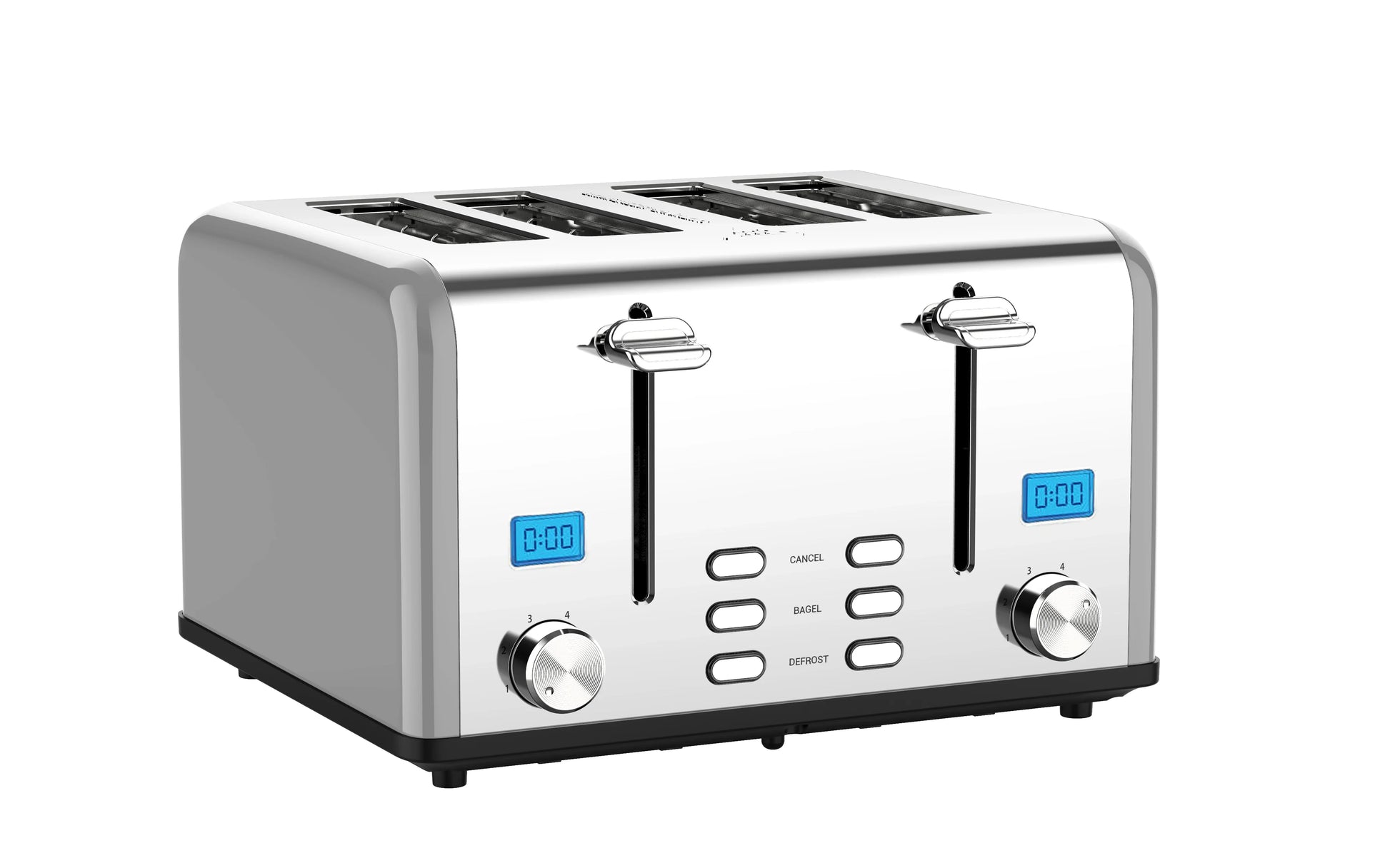 KTX-830099 Smart 4-Slice Retro Stainless Steel Toaster with Custom LCD Display for Perfectly Toasted Bread