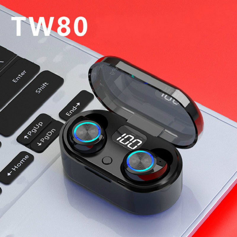 KTX-230355 Wireless Bluetooth Headset with LED Display and Touch Control, Automatic Pairing, Up to 5 Hours Playtime, Charging Case Included