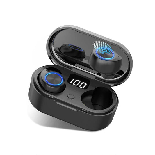 KTX-230355 Wireless Bluetooth Headset with LED Display and Touch Control, Automatic Pairing, Up to 5 Hours Playtime, Charging Case Included