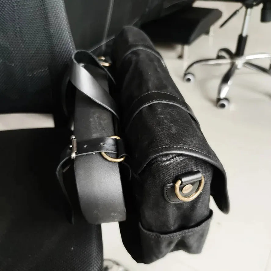 KTX-417747 Custom Waxed Canvas Motorcycle Side Bag - Adventure Dry Pack, Vintage Design, Zipper Closure, 9.6L Capacity