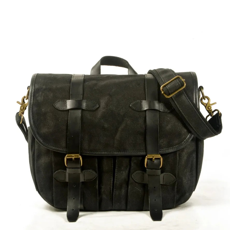 KTX-417747 Custom Waxed Canvas Motorcycle Side Bag - Adventure Dry Pack, Vintage Design, Zipper Closure, 9.6L Capacity