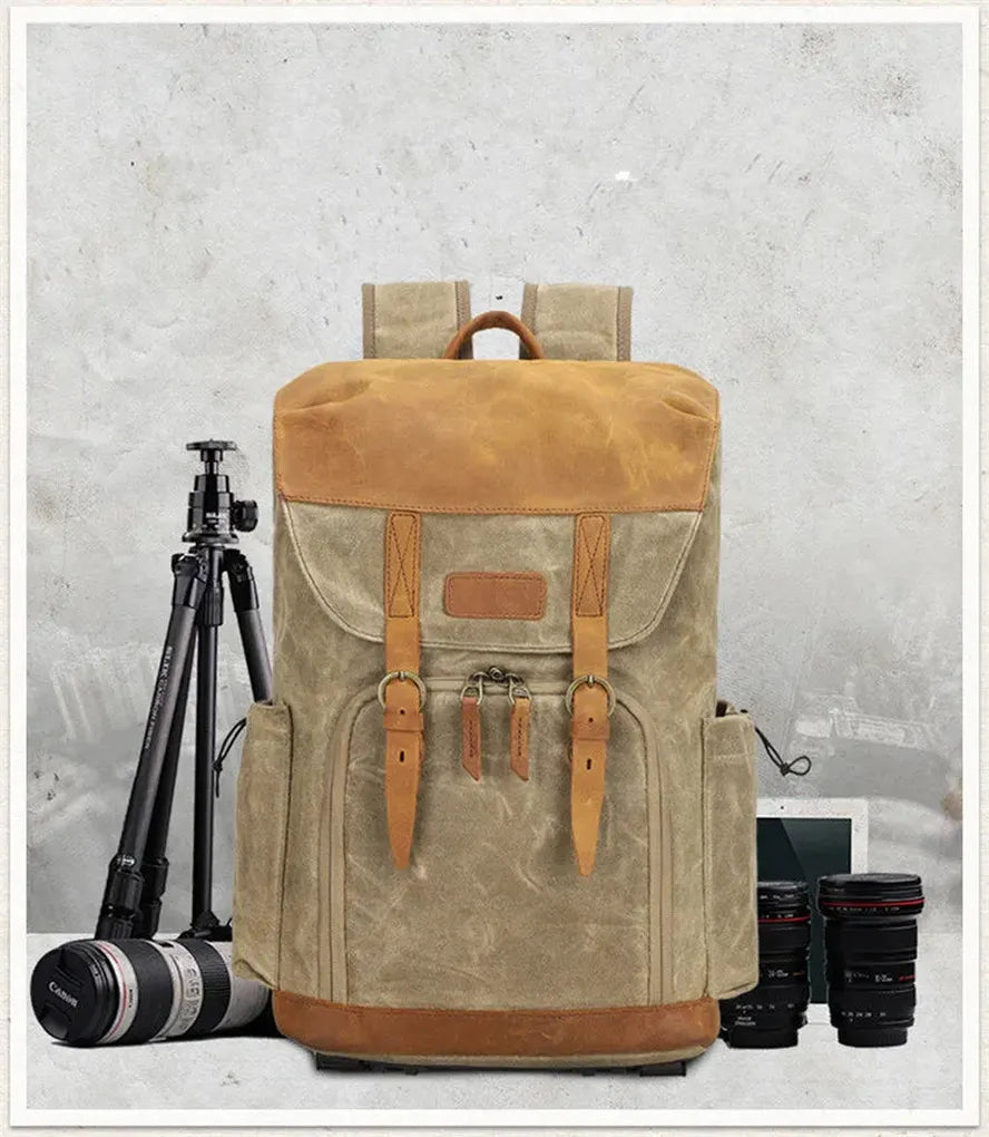 KTX-433555 Large Capacity Waterproof Canvas Backpack for SLR Cameras and Travel