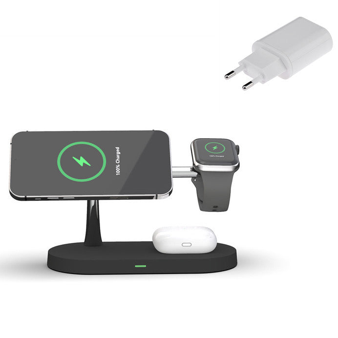 KTX-017235 3-in-1 Wireless Charger with Fast Magnetic Charging, 15W Output for Phones, Earbuds, and Smartwatches