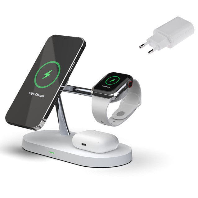 KTX-017235 3-in-1 Wireless Charger with Fast Magnetic Charging, 15W Output for Phones, Earbuds, and Smartwatches