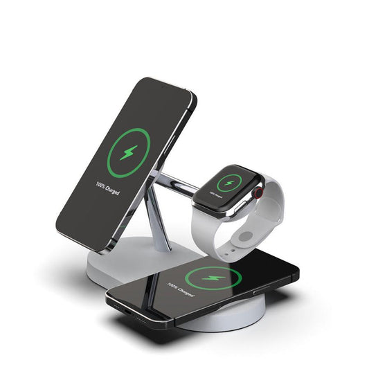 KTX-017235 3-in-1 Wireless Charger with Fast Magnetic Charging, 15W Output for Phones, Earbuds, and Smartwatches