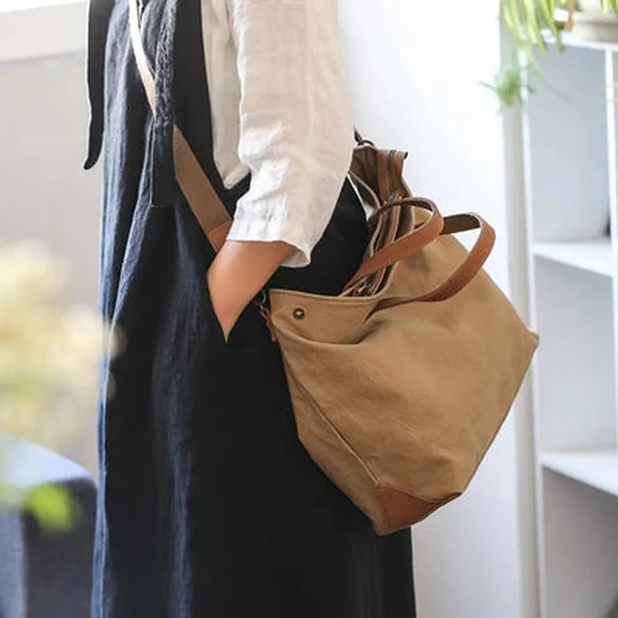 KTX-119571 Mori Series Leisure Canvas Single Shoulder Messenger Bag in Dark Grey, Khaki, Army Green, and Beige