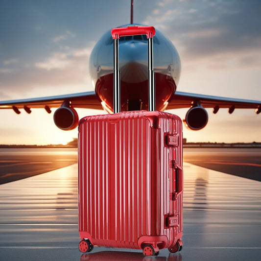 KTX-127955 Red Carry-On Trolley Luggage with USB Charging Port and Cup Holder
