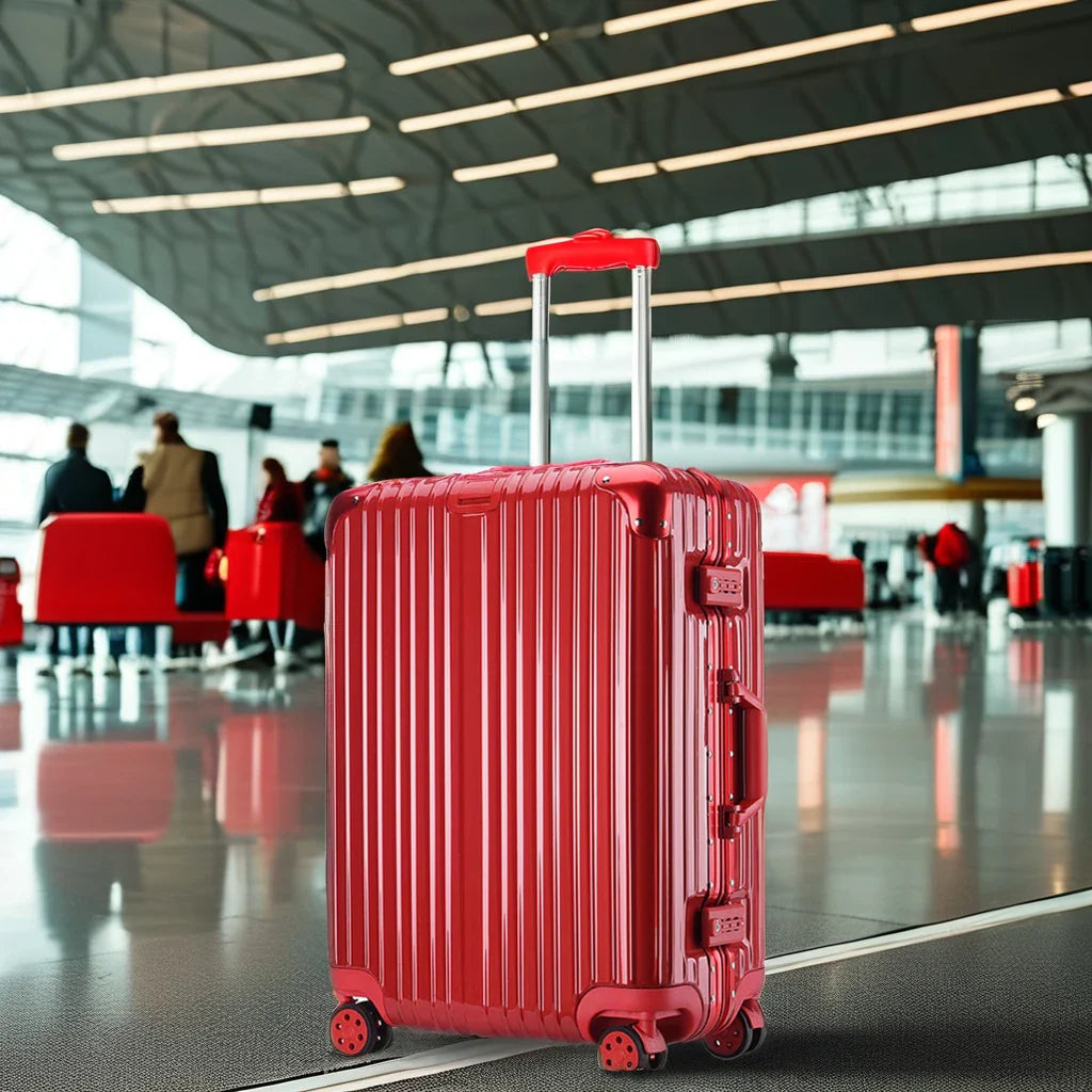 KTX-127955 Red Carry-On Trolley Luggage with USB Charging Port and Cup Holder