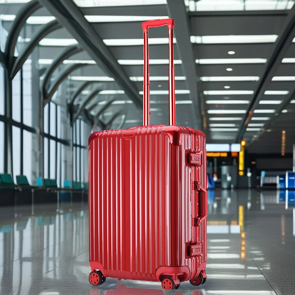 KTX-127955 Red Carry-On Trolley Luggage with USB Charging Port and Cup Holder