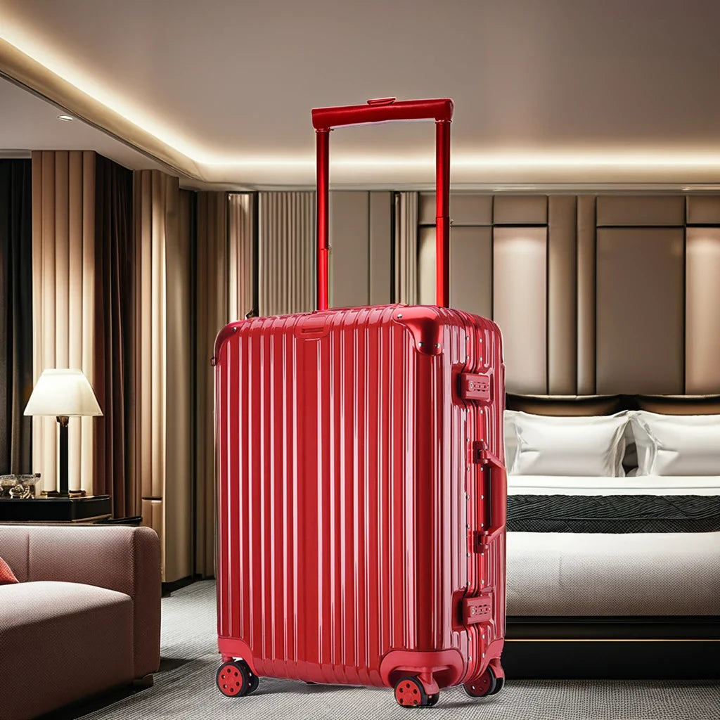 KTX-127955 Red Carry-On Trolley Luggage with USB Charging Port and Cup Holder