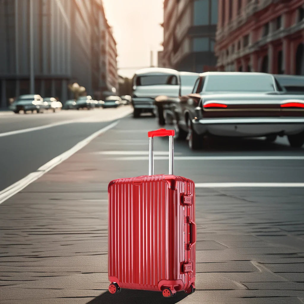 KTX-127955 Red Carry-On Trolley Luggage with USB Charging Port and Cup Holder