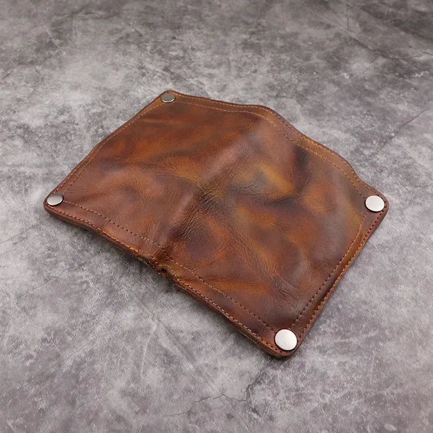 KTX-005459 Genuine Leather Retro Long Wallet for Men with Multi Card Slots and Zip Closure