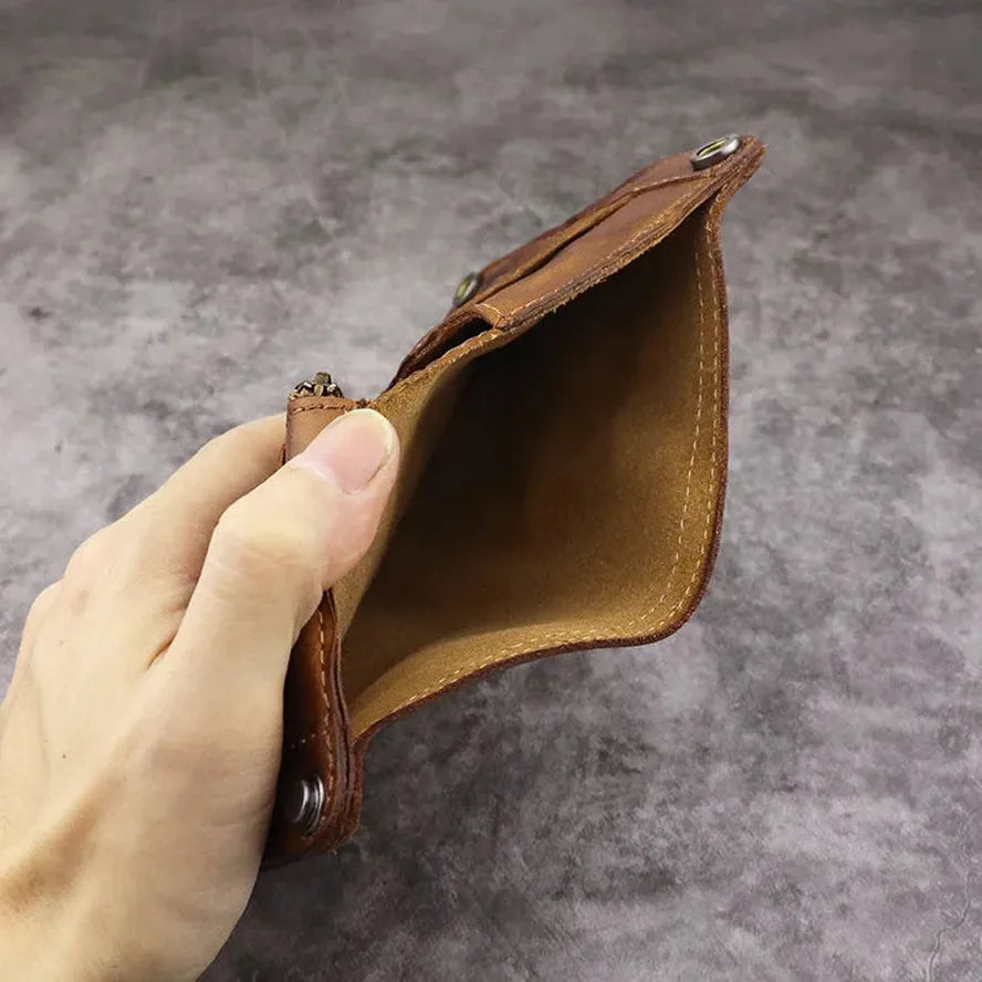 KTX-005459 Genuine Leather Retro Long Wallet for Men with Multi Card Slots and Zip Closure