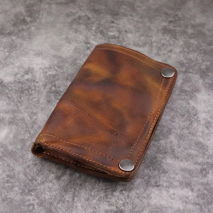 KTX-005459 Genuine Leather Retro Long Wallet for Men with Multi Card Slots and Zip Closure