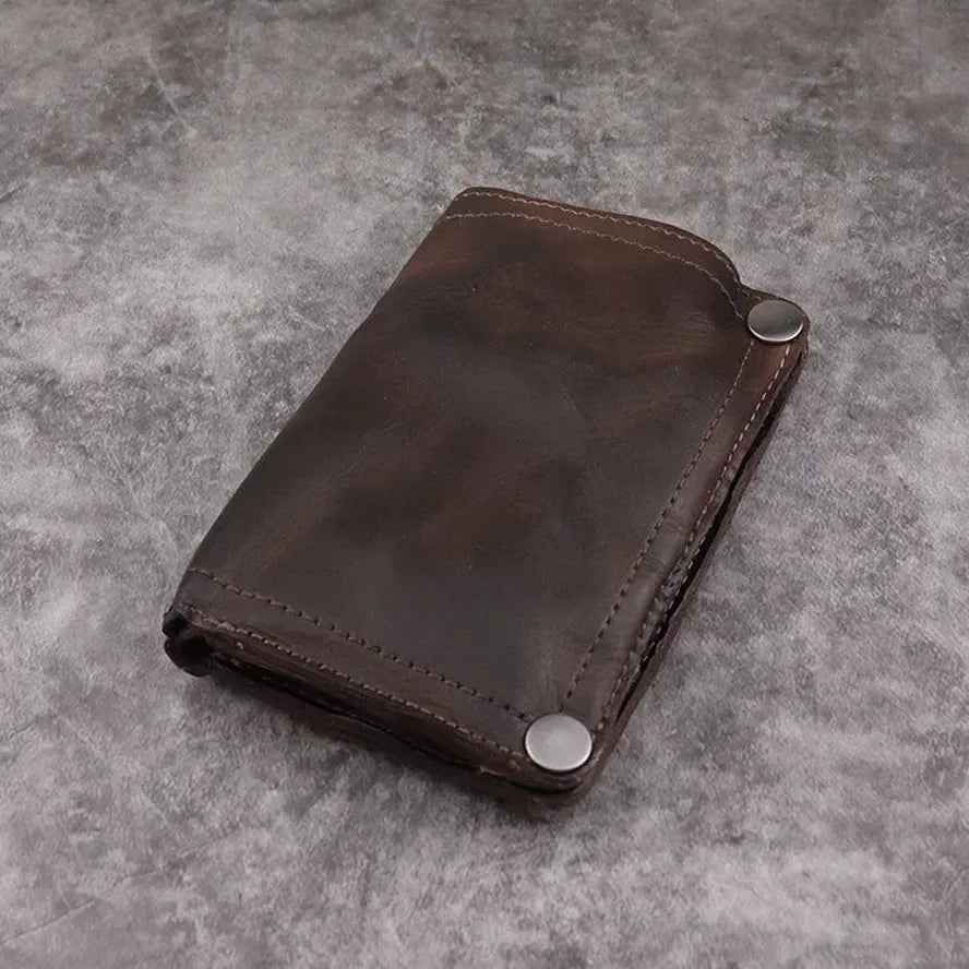 KTX-005459 Genuine Leather Retro Long Wallet for Men with Multi Card Slots and Zip Closure