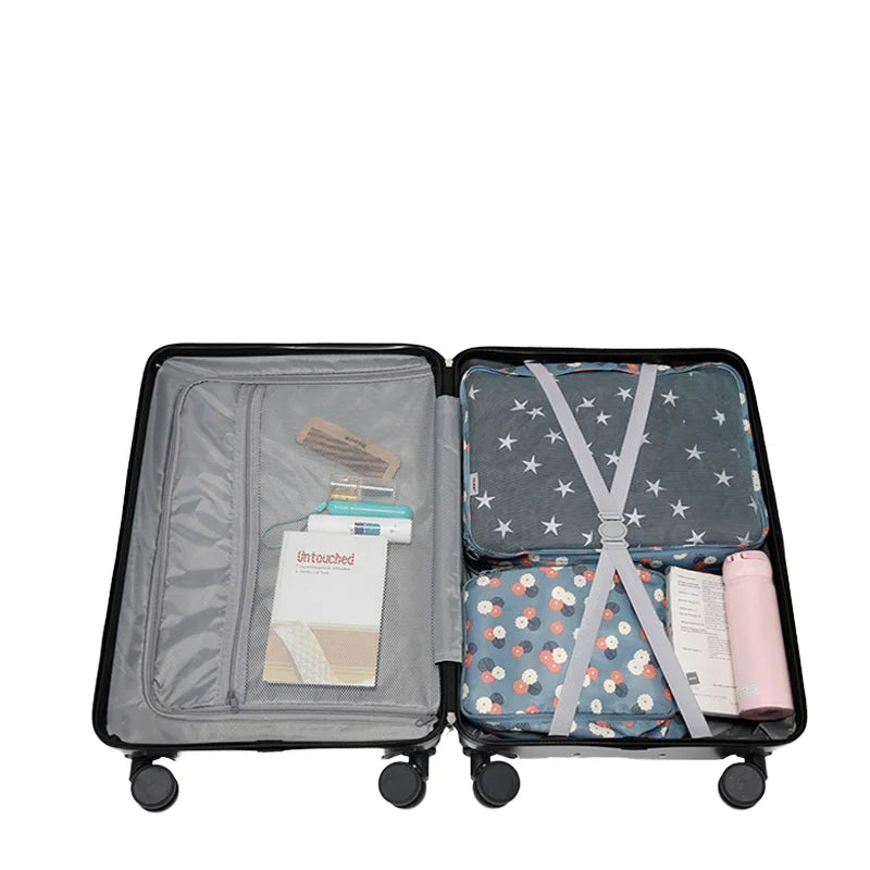 KTX-523475 Expandable 4-Piece Trolley Luggage Set - 20", 24", 28" Suitcases with Wheels and Matching Bag