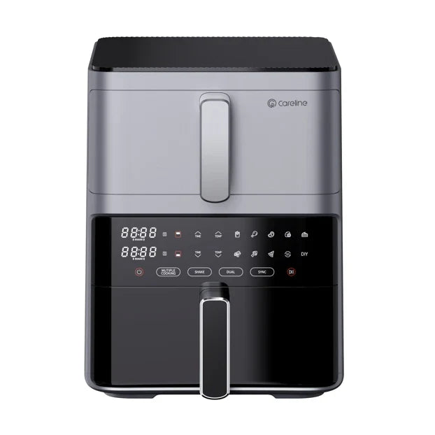 KTX-679443 Dual-core Digital Air Fryer with High Capacity - Oil-Free Cooking Appliance in Silver Finish