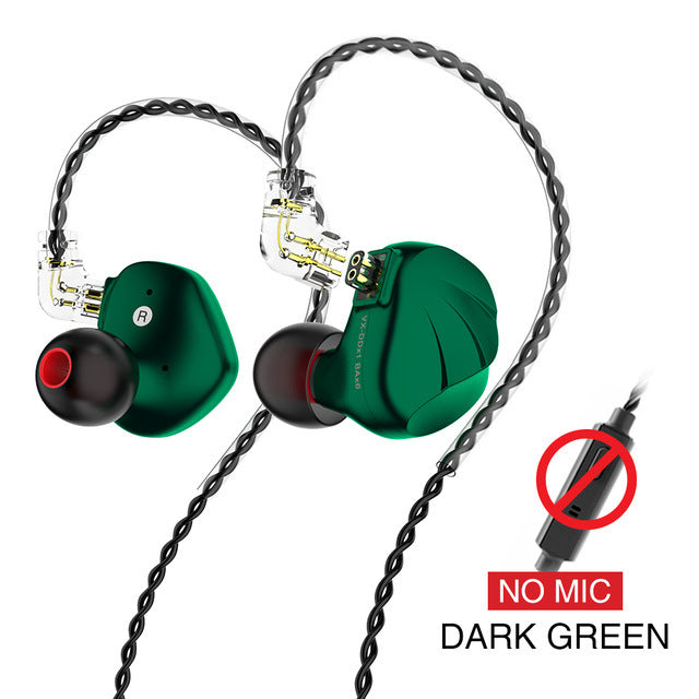 KTX-736531 Hybrid Metal In-Ear Earphones with 1DD+6BA Drivers, 3.5mm Plug, Optional Mic, 1.25m Cable