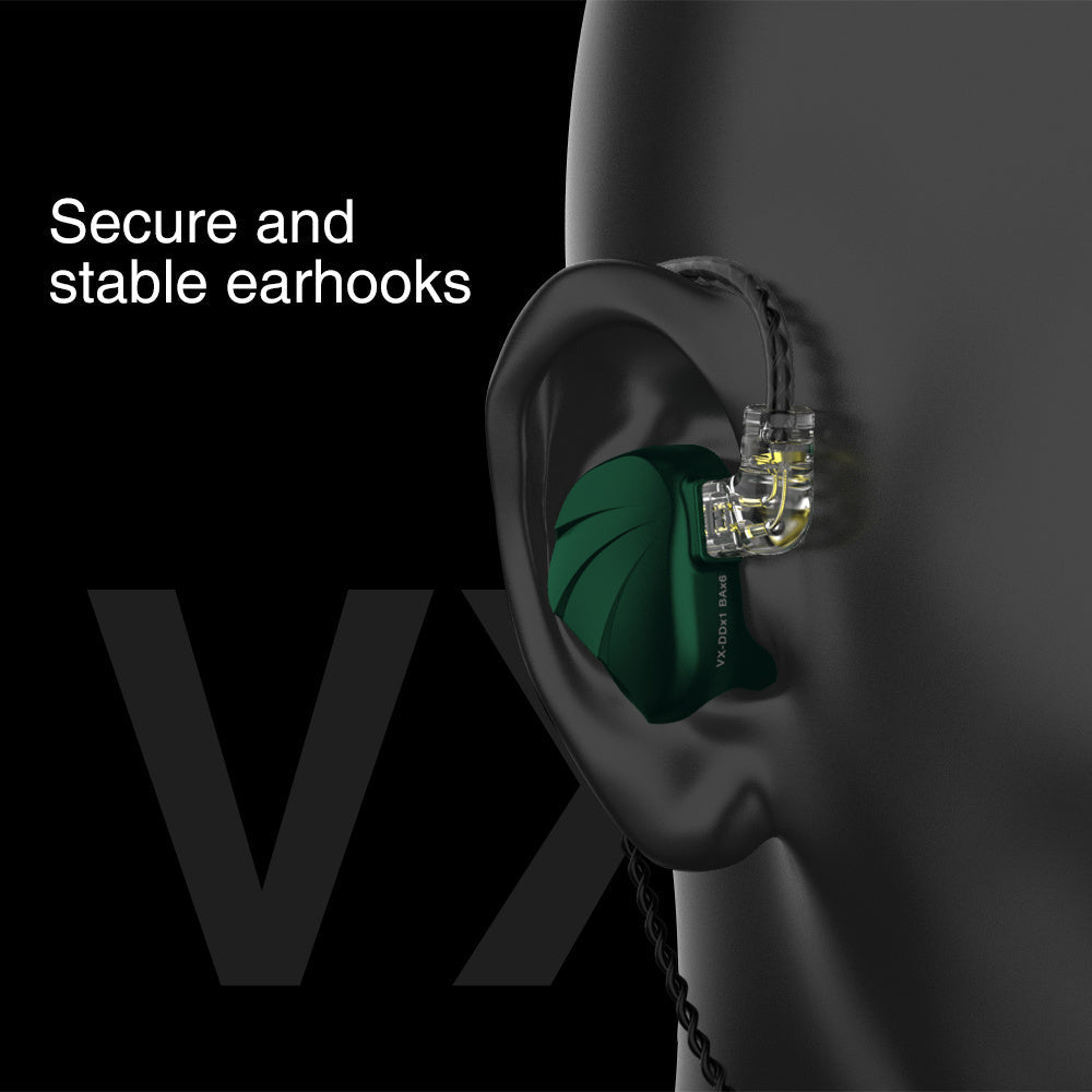 KTX-736531 Hybrid Metal In-Ear Earphones with 1DD+6BA Drivers, 3.5mm Plug, Optional Mic, 1.25m Cable