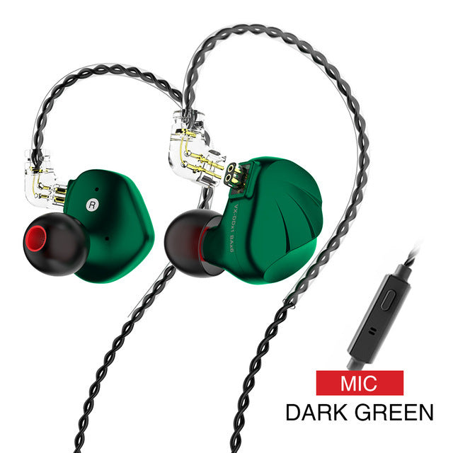 KTX-736531 Hybrid Metal In-Ear Earphones with 1DD+6BA Drivers, 3.5mm Plug, Optional Mic, 1.25m Cable