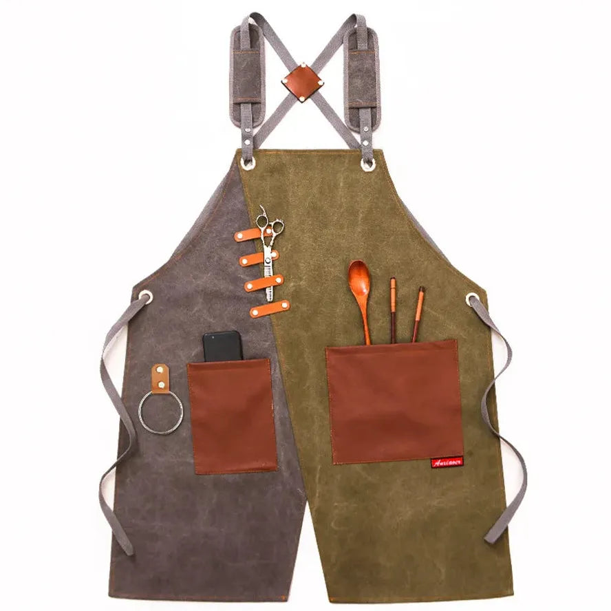 KTX-356819 Eco-Friendly Canvas Cowboy Apron with Custom Logo Options for Gardening, Barista, and Waitress Use