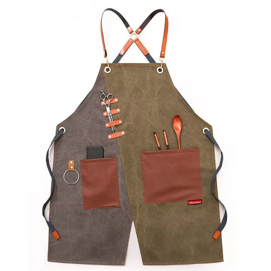 KTX-356819 Eco-Friendly Canvas Cowboy Apron with Custom Logo Options for Gardening, Barista, and Waitress Use