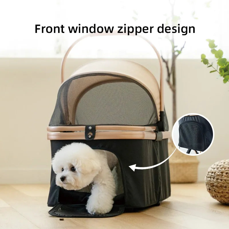 JMT-913098 Aluminium Pet Stroller for Cats and Small Dogs - Lightweight Travel Carrier and Portable Carriage