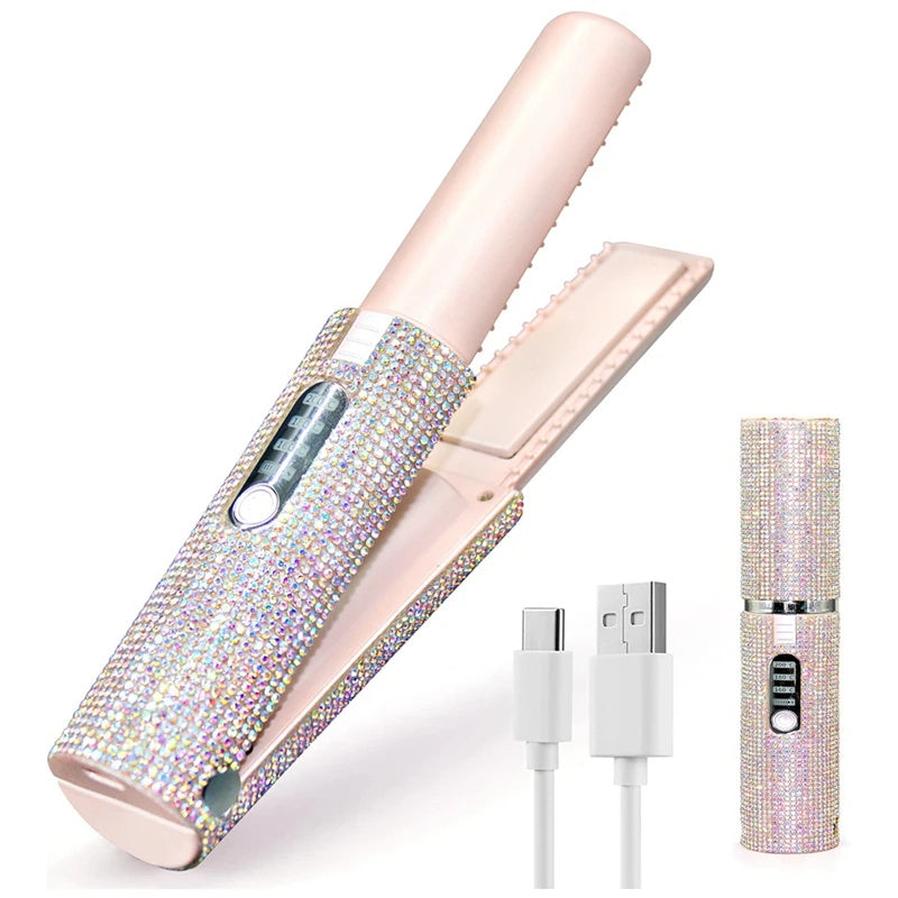 JMT-914442 Portable USB Rechargeable Hair Straightener for Curling and Straightening - Multiple Colors Available