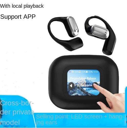 KTX-378515 Wireless Bluetooth Ear-Hanging Headset with LCD Color Screen and ANC Noise Reduction