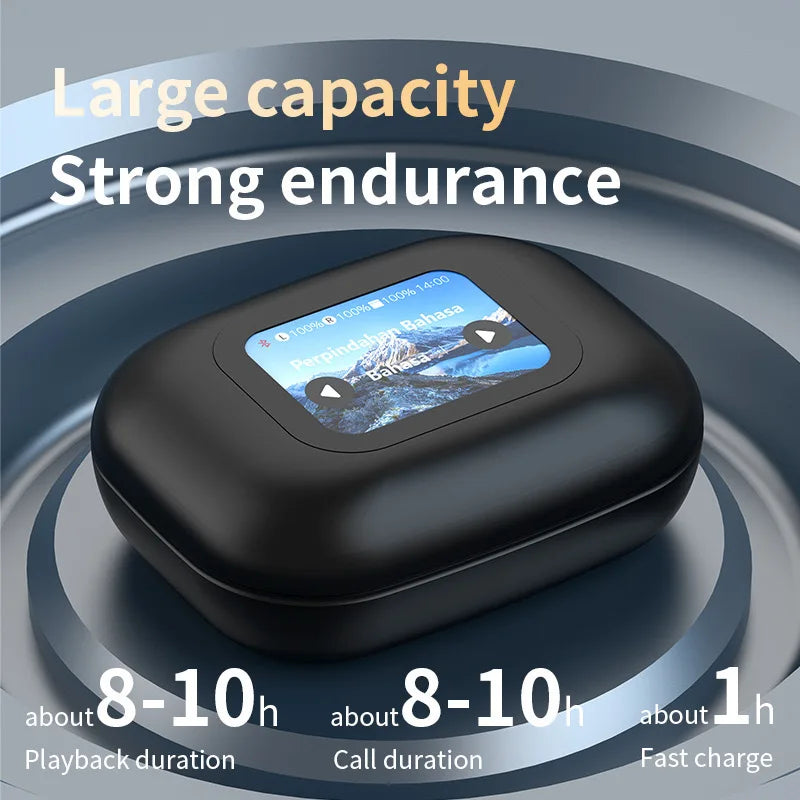 KTX-378515 Wireless Bluetooth Ear-Hanging Headset with LCD Color Screen and ANC Noise Reduction