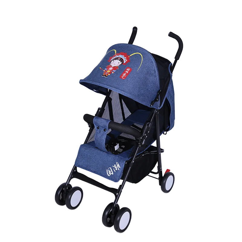 KTX-436179 Lightweight 2-in-1 Foldable Linen Baby Stroller with Safety Features and Soft Seat for 0-36 Months