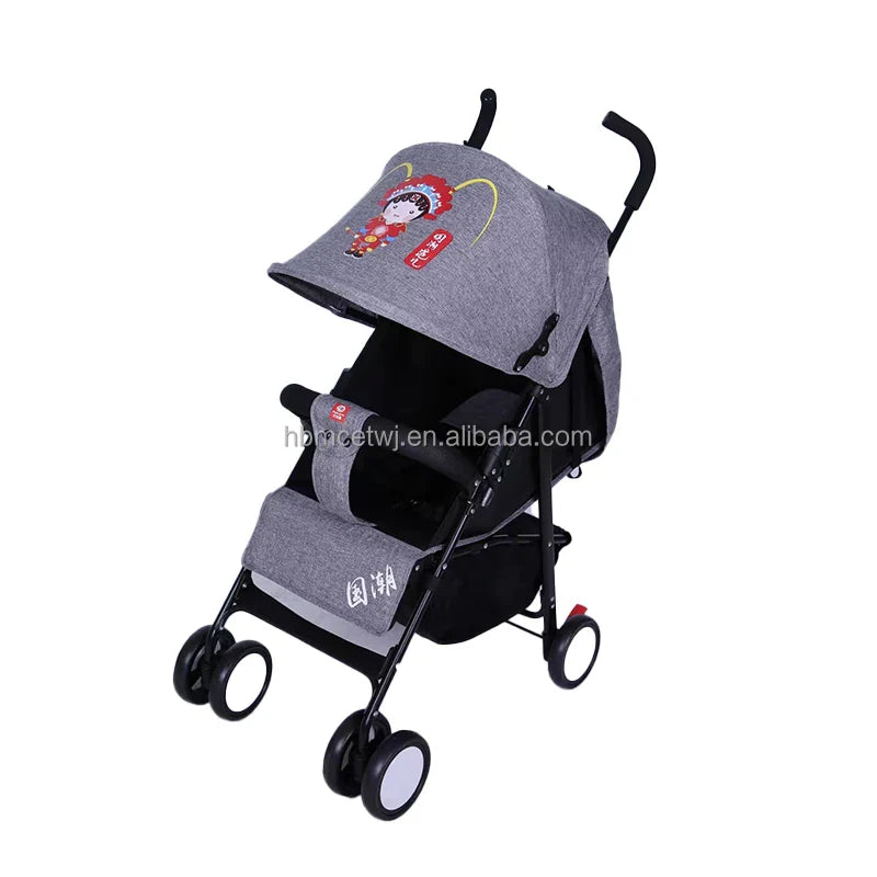 KTX-436179 Lightweight 2-in-1 Foldable Linen Baby Stroller with Safety Features and Soft Seat for 0-36 Months