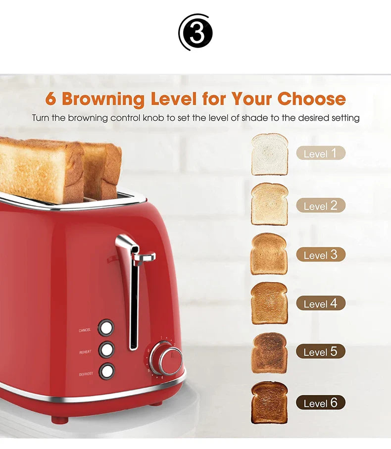 KTX-963475 Compact 2-Slice Grill Toaster with Wide Slots and Adjustable Settings