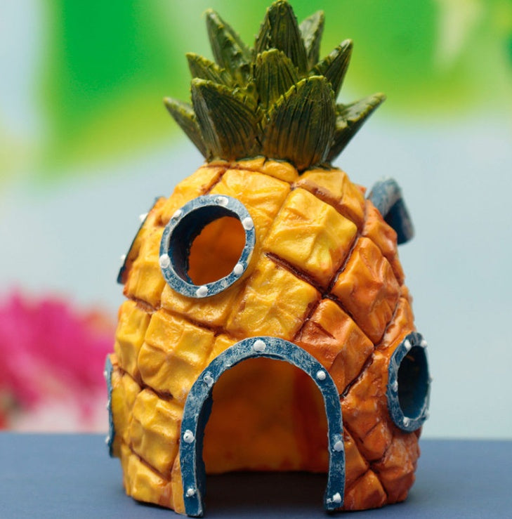 JMT-921226 Pineapple Aquarium Decoration for Fish Tanks - Safe Resin Structure, 7.5 x 7.5 x 13 cm