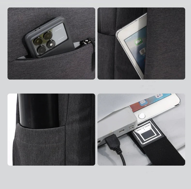 KTX-569427 Stylish Lightweight Laptop Backpack with USB Charging Port and Mezzanine Design for Outdoor and Business Use