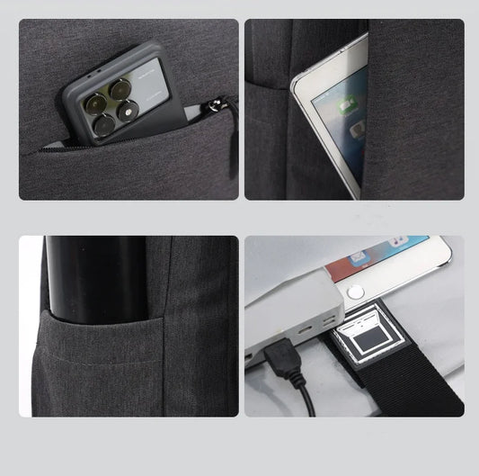 KTX-569427 Stylish Lightweight Laptop Backpack with USB Charging Port and Mezzanine Design for Outdoor and Business Use