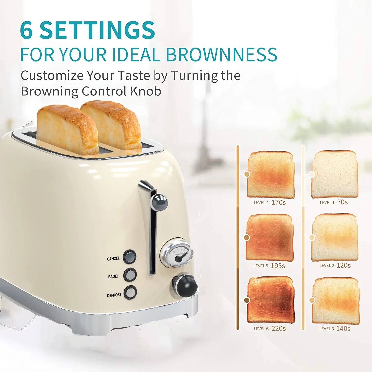 KTX-976979 Retro Stainless Steel Wide Slot Sandwich Toaster for 2 Slices