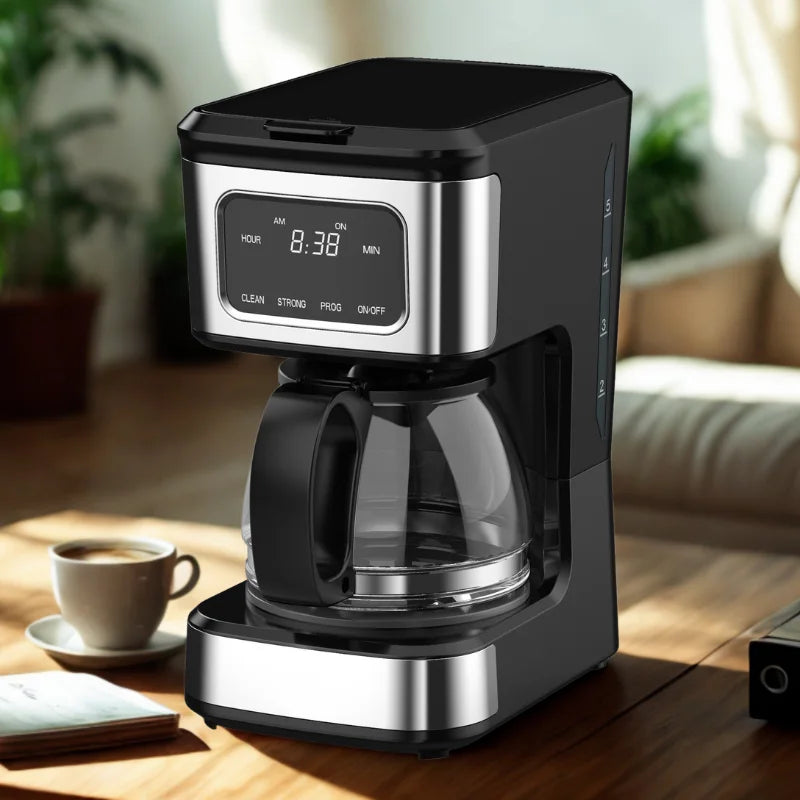 KTX-509011 4-Cup Touch Screen Coffee Maker with Stainless Steel Accents and High-Quality Glass Carafe