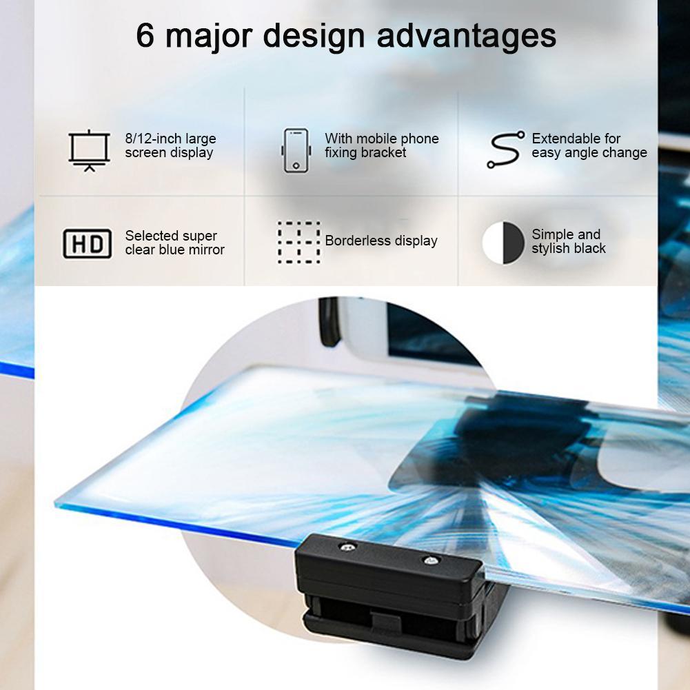 KTX-459539 12-Inch Mobile Phone 3D Screen Amplifier with Adjustable Bracket, High-Definition Zoom Optical Technology, Environmentally Friendly Materials