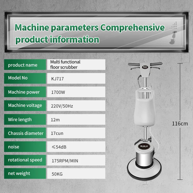 KTX-142803 KJ717 Electric Carpet and Floor Cleaning Machine - Multifunctional Hand Push Brush for Hotels