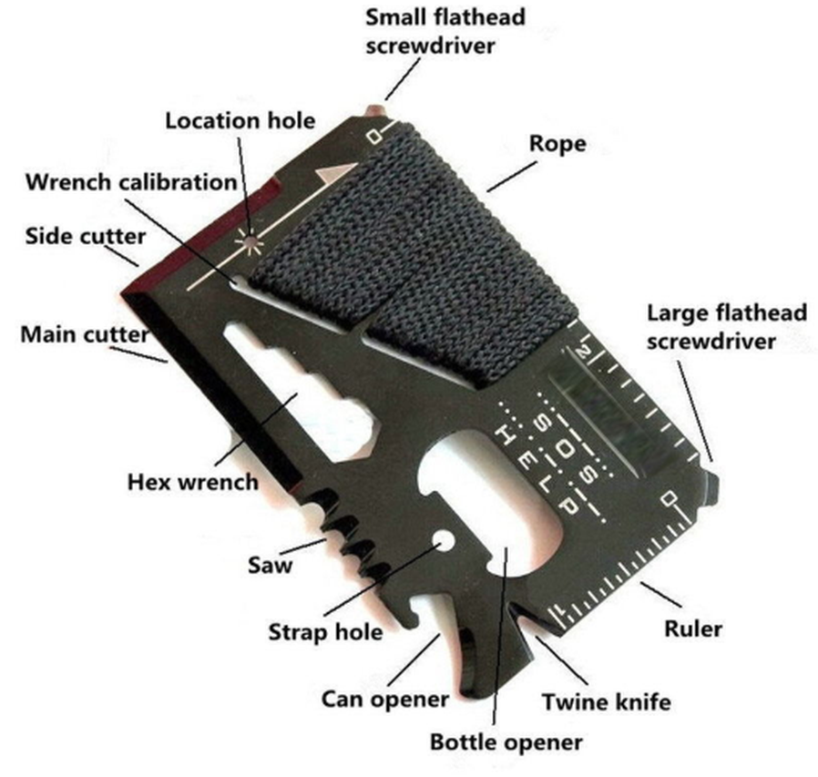 KTX-594259 14-Function Multi-Purpose Camping Tool Card for Outdoor Use
