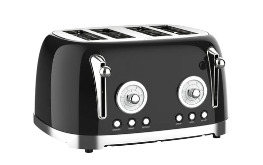 KTX-275347 Stainless Steel 4-Slice Retro Electric Bread Toaster for Sandwiches