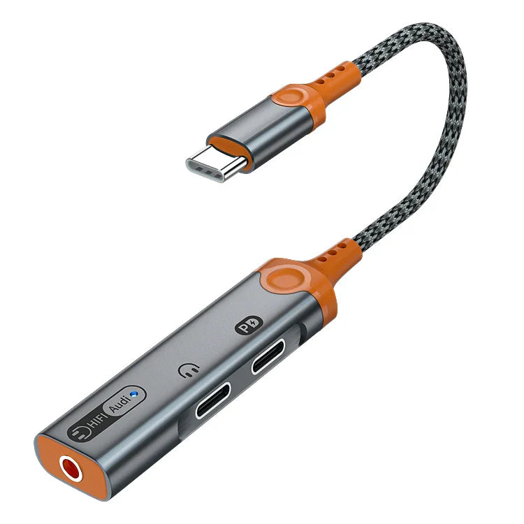 KTX-494675 USB-C to 3.5mm Headphone Jack Earphone Splitter with 60W Fast Charge for iPhone 15