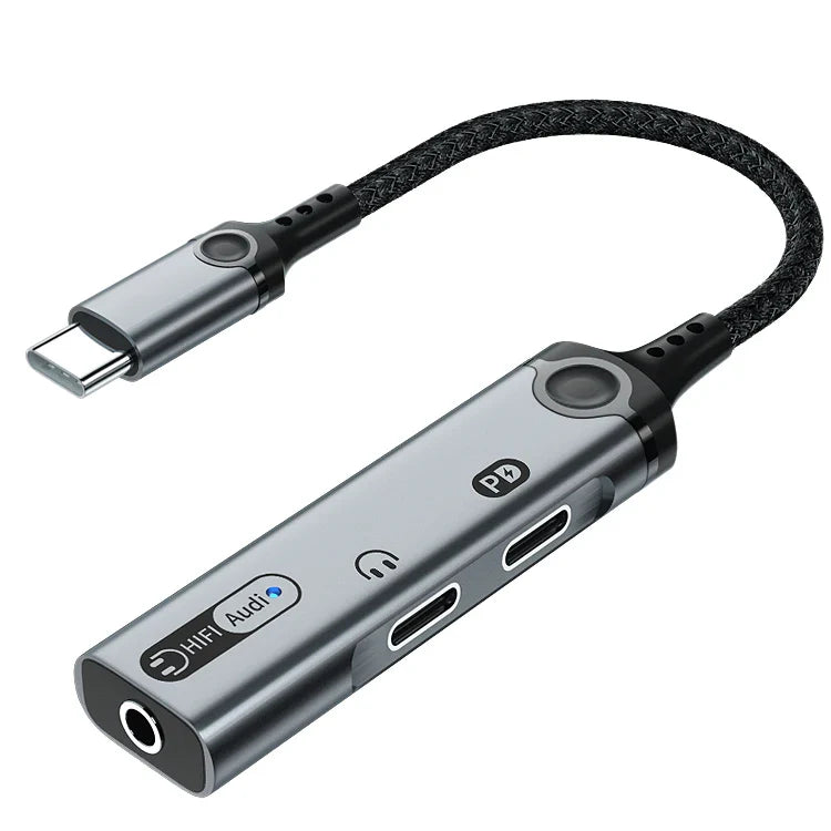 KTX-494675 USB-C to 3.5mm Headphone Jack Earphone Splitter with 60W Fast Charge for iPhone 15