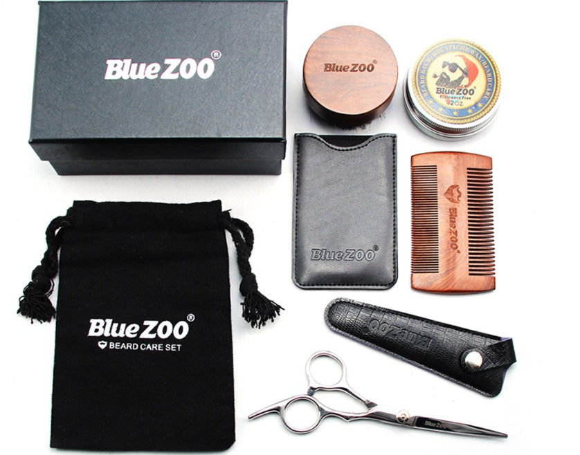 KTX-681747 Sandalwood Double-Sided Beard Comb with Portable PU Cover for Anti-Static Grooming